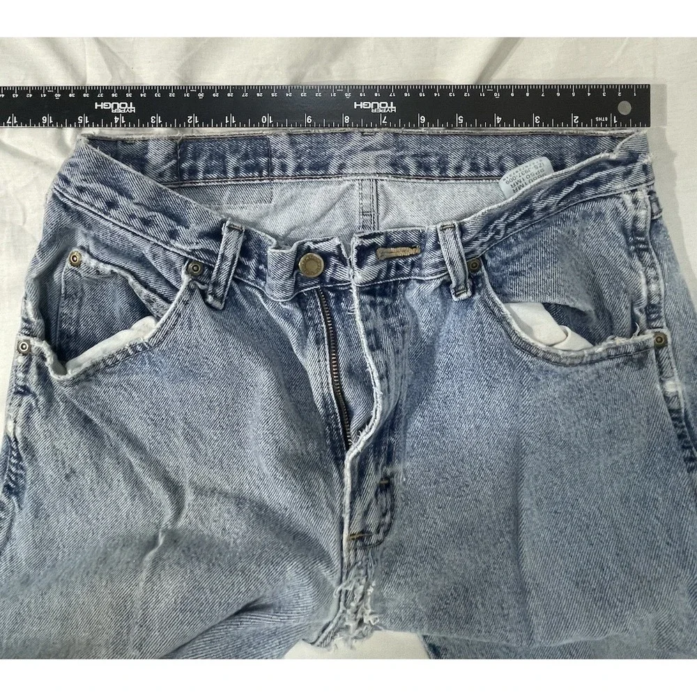 Vtg Wrangler Jeans 32x32‎ Blue Wash Denim Thrashed Distressed Ripped Grunge Work